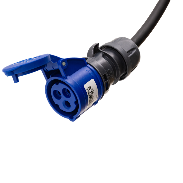 Adapterkabel typ 2 (laddstationens sida) till 3-polig blå CEE kontakt