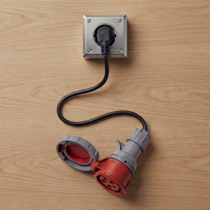 16A 5-polig till Schuko-adapter