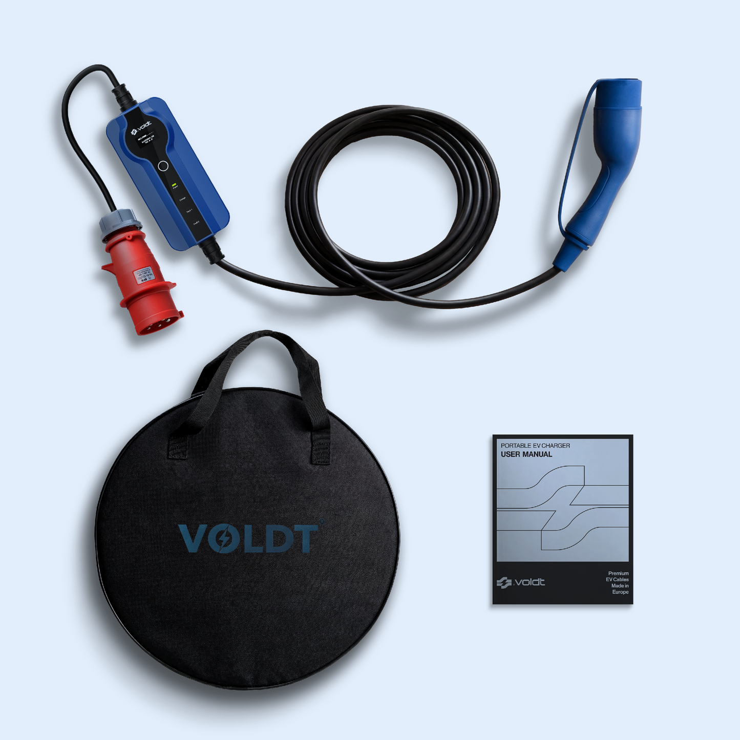 Typ 2 - 32A rött CEE uttag | 3-fas | Justerbar 8A - 32a | 22kW laddkabel