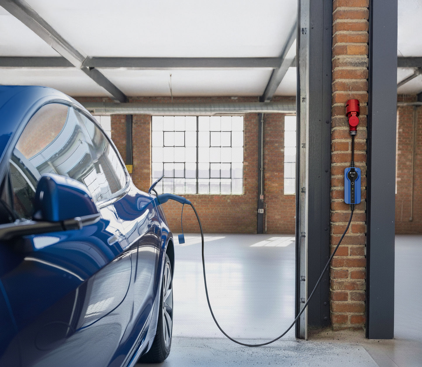 Typ 2 - 32A rött CEE uttag | 3-fas | Justerbar 8A - 32a | 22kW laddkabel