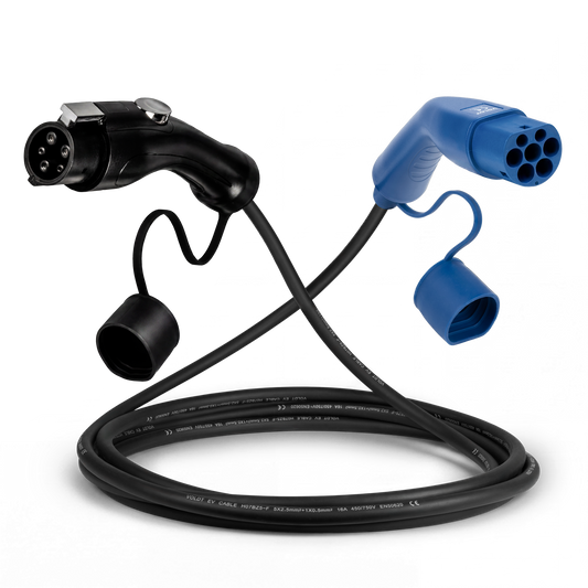 Typ 1 - typ 2 | 1 fas | 16A | 3,7kW laddkabel